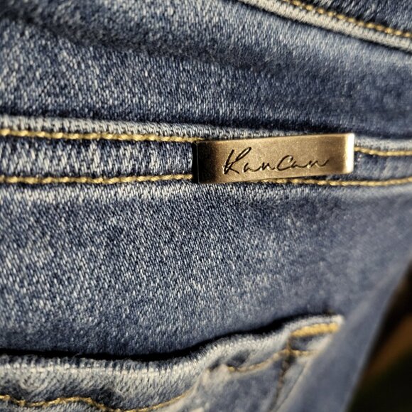 WOMANS KANCAN HIGH RISE DISTRESSED JEAN CAPRIS SZ 32 - Picture 5 of 10